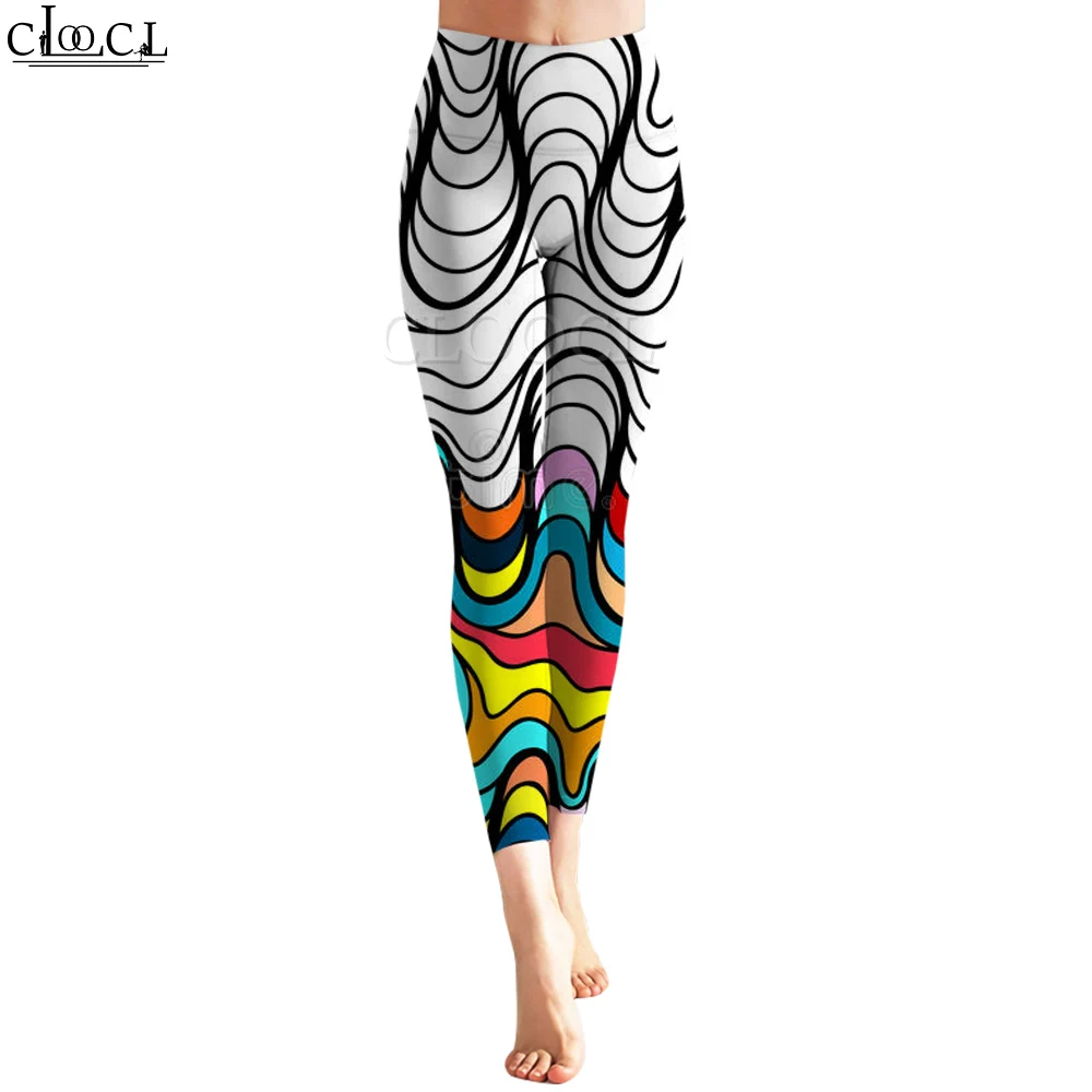 

CLOOCL Women Leggings Tight Trousers Pantalones De Mujer Fashion Sweatpants Abstract Graffiti Curve Pattern Print Slim Pants