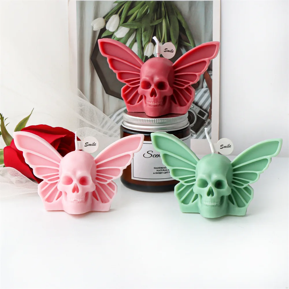 

Butterfly Skull Head Silicone Mold Gypsum form DIY Handmade Plaster Candle Ornaments Handicraft Mold Hand Gift Making Kitchen