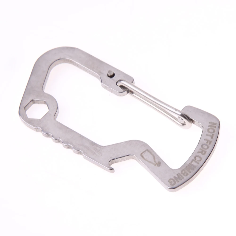 D-type Climbing Carabiners Stainless Steel Mini Multi-tool Carabiner Multi-purpose Practical Survival Tools Outdoor Equipment