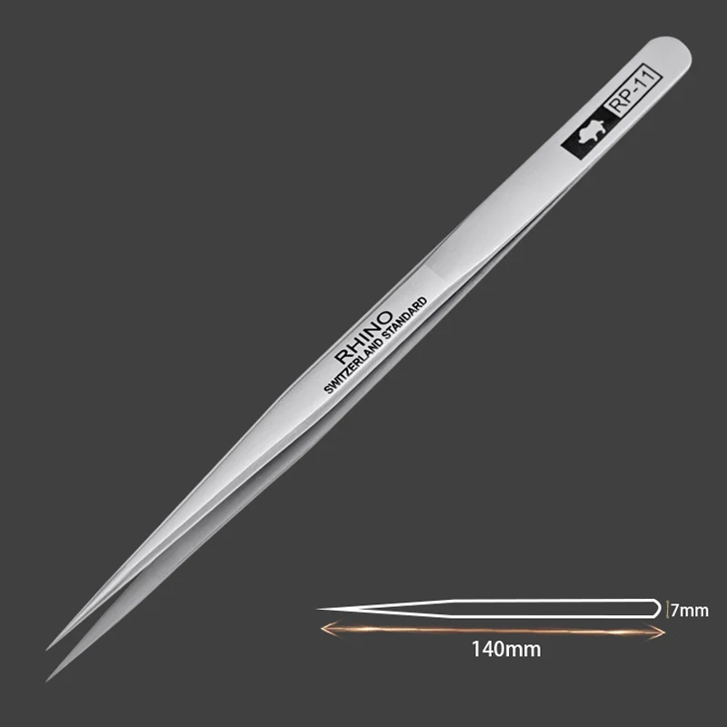 Japan RHINO RP Tweezers Anti-acid Anti-magnetic High-precision Super Hard Sharp Forceps Phone Watch Jewelry Components Repair