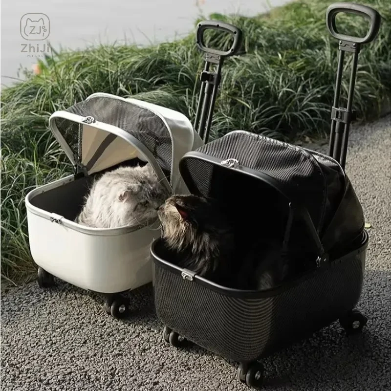 Pet Stroller for Dogs and Cats Large Capacity Telescopic Pull Rod Travel Carrier Spacious Push Cart Outdoor Walking