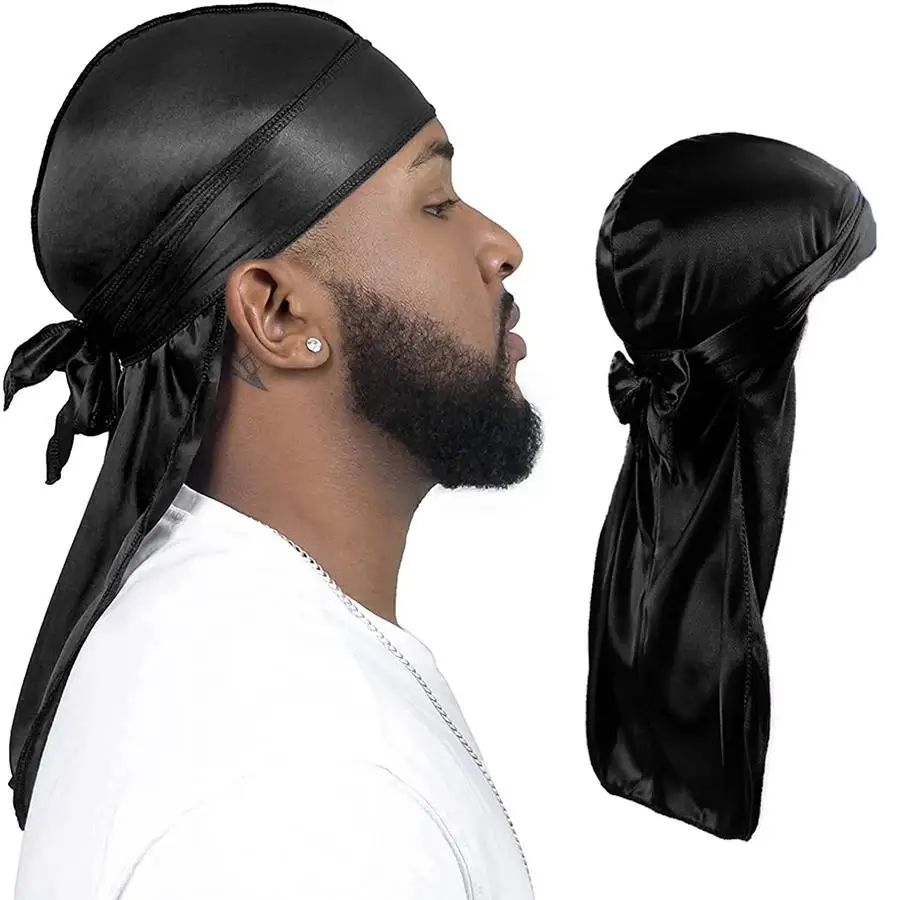 Perruques Turban en Satin soyeux durag, pour 360 vagues, Pack avec queue Extra longue et larges bretelles, chapeau respirant, 8 pièces/lot