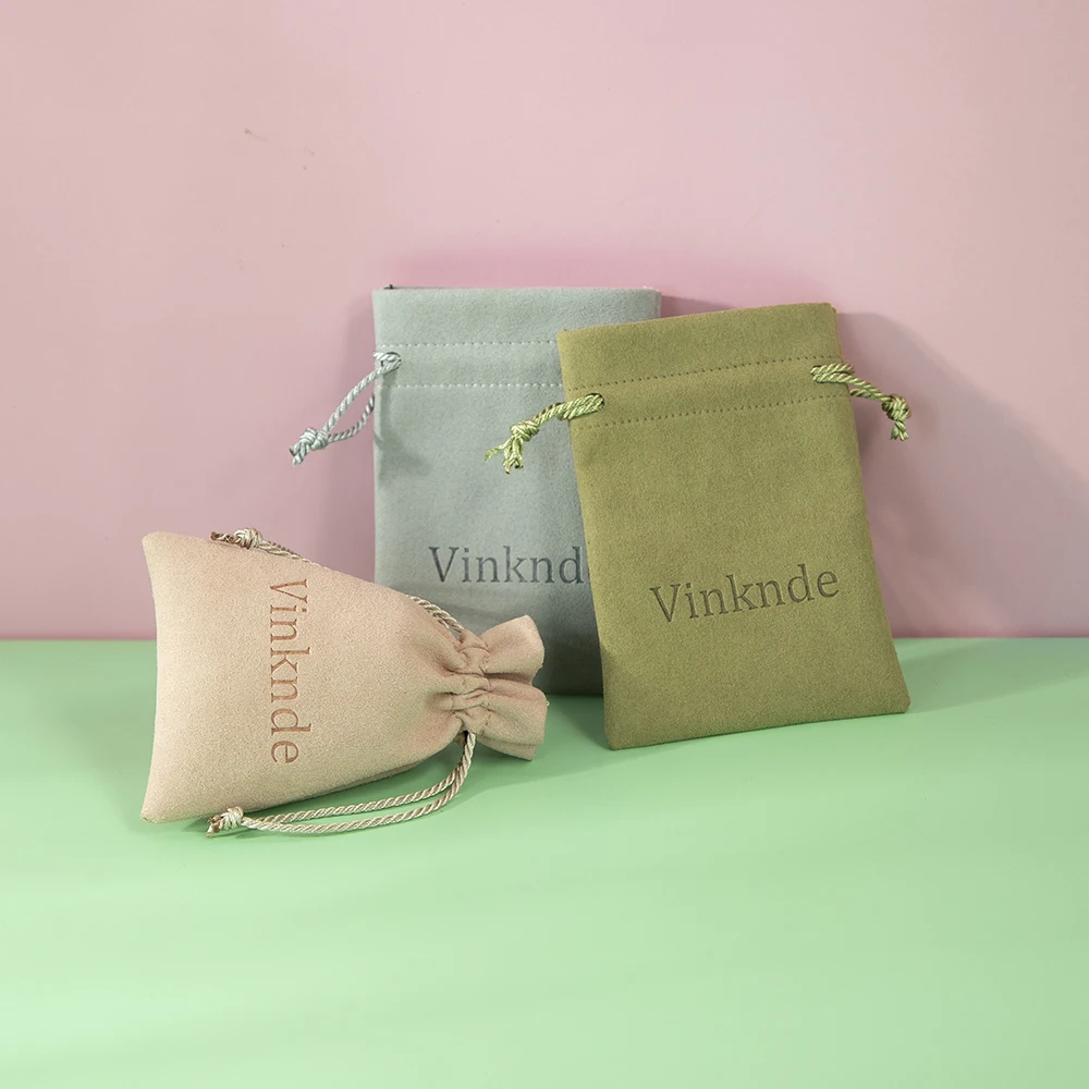 

100Pcs Custom Logo Velvet Microfiber Jewelry Gift Drawstring Bag Personalized Wedding Christmas Decoration Makeup Storage Pouch