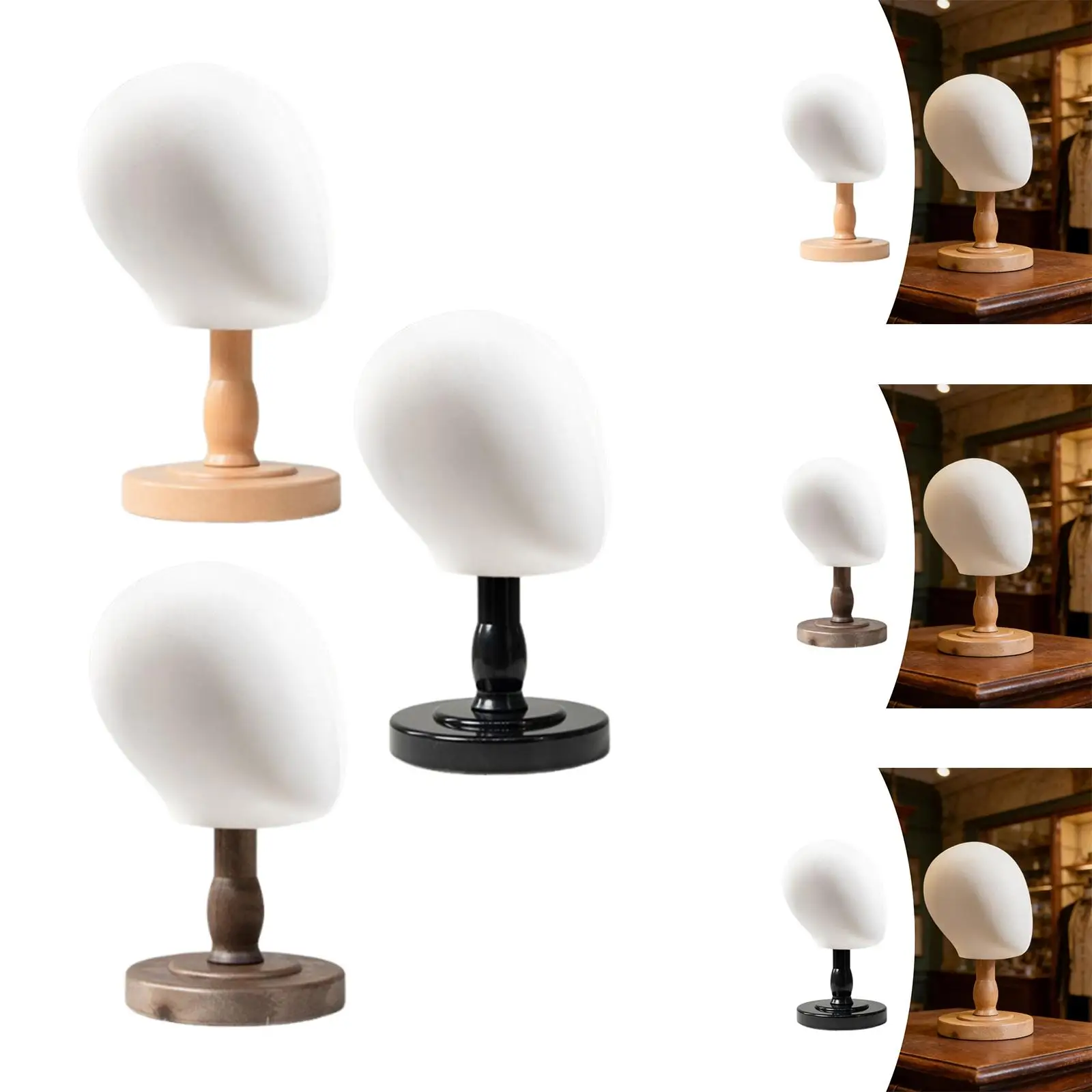 

Деревянная подставка для париков и шляп, портативная голова-манекен для создания и укладки париков, с основанием, для стилистов, для головных уборов и очков