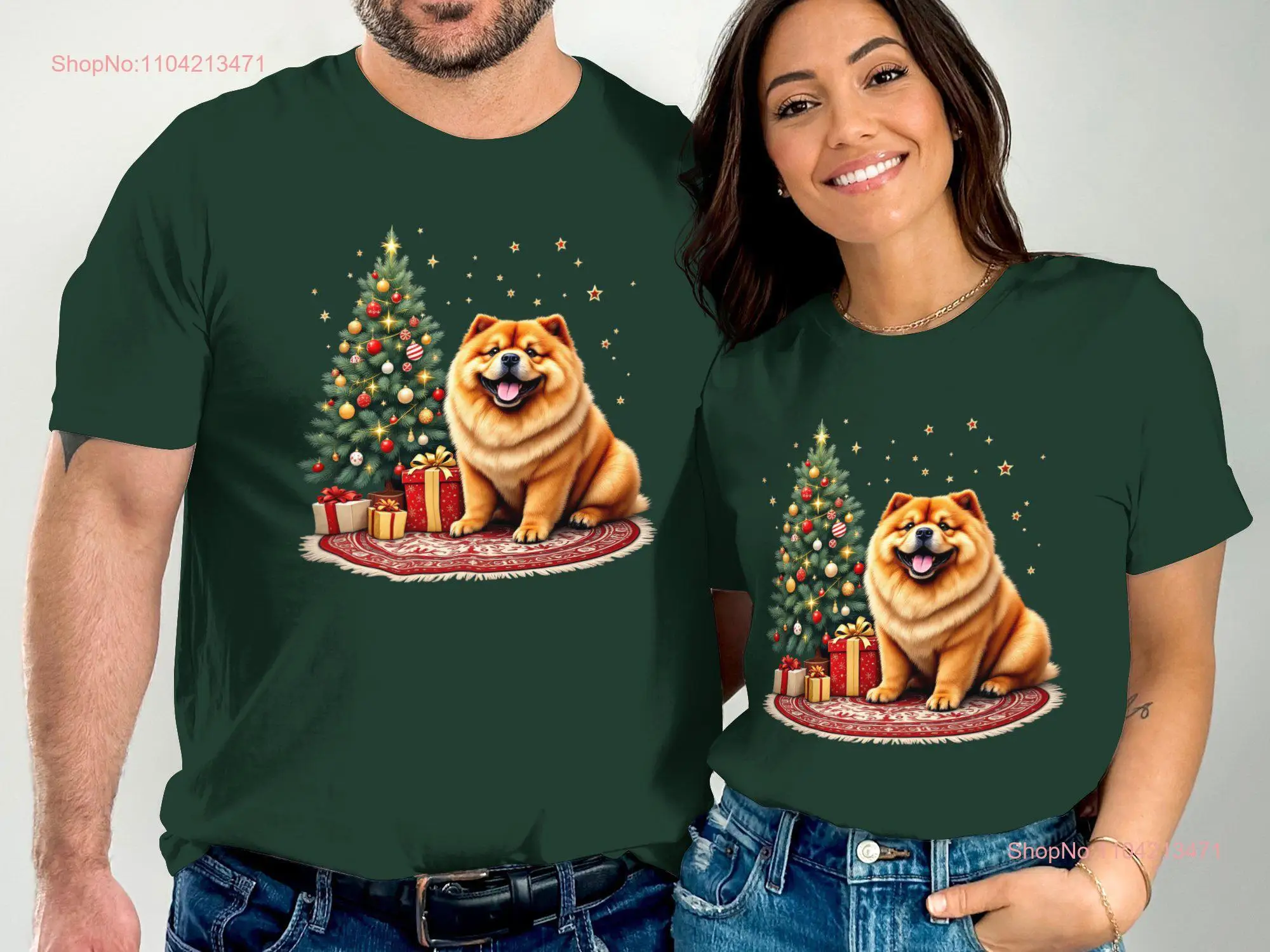 Chow dog Christmas T Shirt SweaT or Holiday Festive Lover gift Tree Presents Happy Holidays long or short sleeves