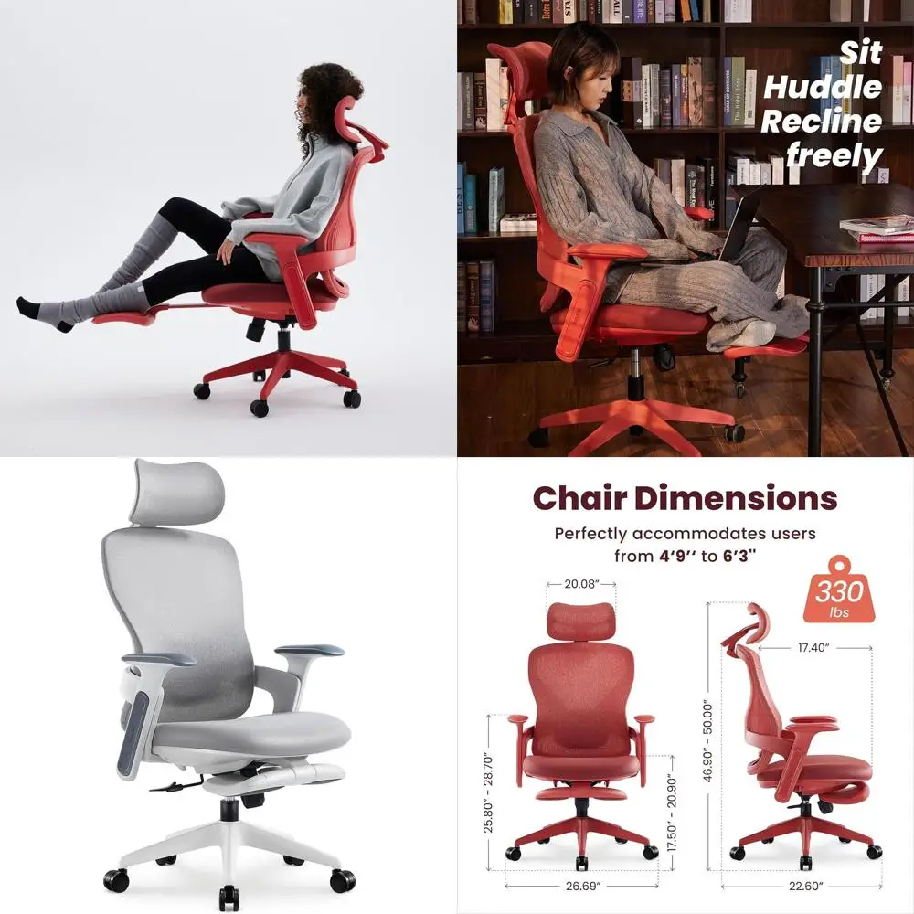 

ashionable Oice Chair, Aura Ergonomic High Back Home Desk Chair with rest and ootrest, Ergonomic High-Back Mesh Rolling Work Swi