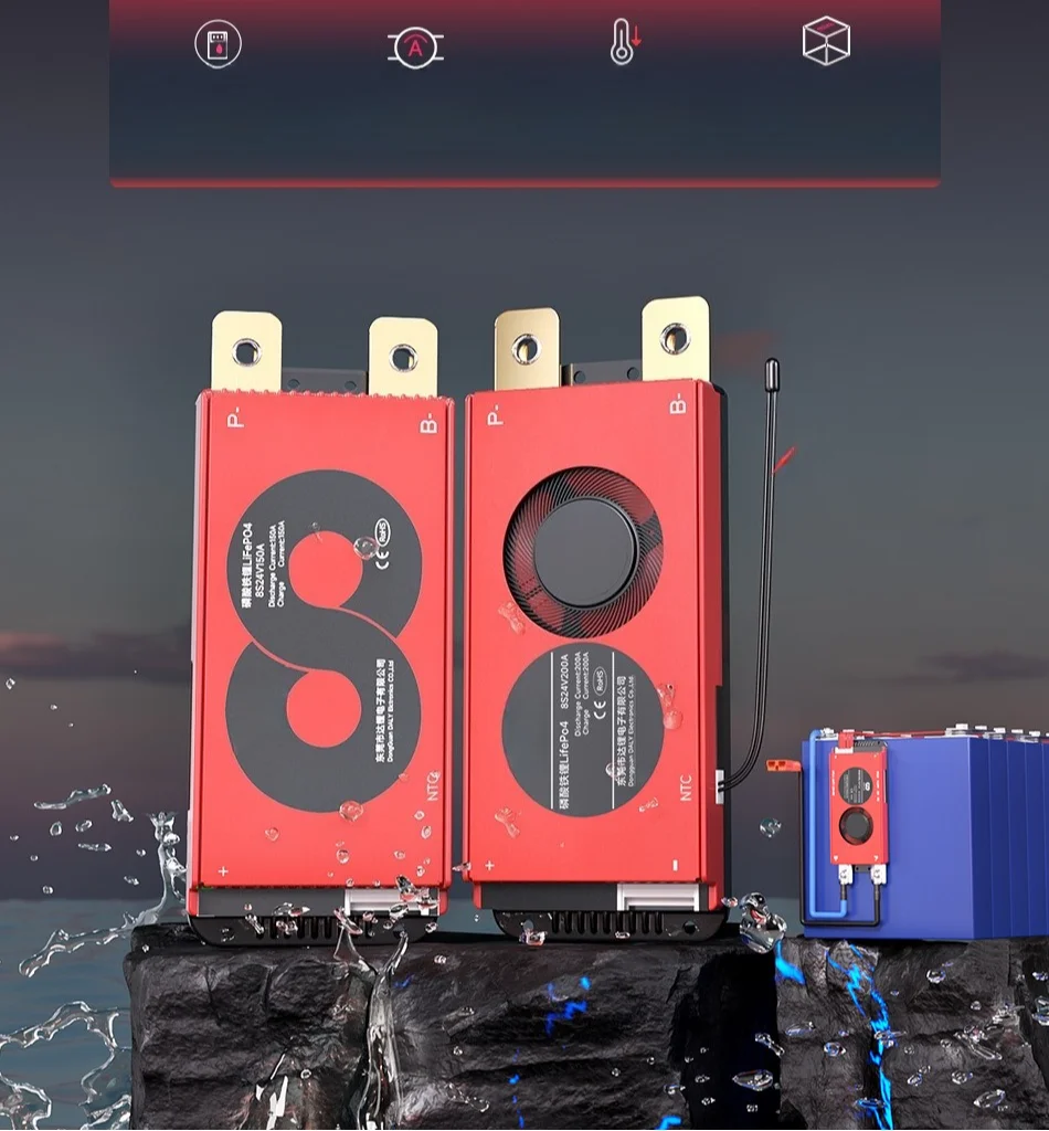 3S-24S 150A-200A Li-ion/LiFePO4 Smart BMS - High-Power Protection Board for E-Tricycles/E-Bikes- Bluetooth APP 0.5mV