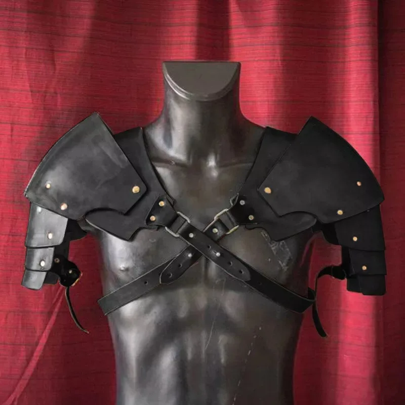 Medieval Viking Knight PU couro Cosplay traje para homens, pirata, armadura de ombro, Steampunk, Pauldrons, peito, cinto para larp