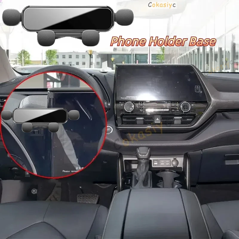 

For Toyota Highlander XU70 2022 Car Mobile Phone Holder Mirror Gravity Bracket GPS Stand Air Outlet With Base Accessories