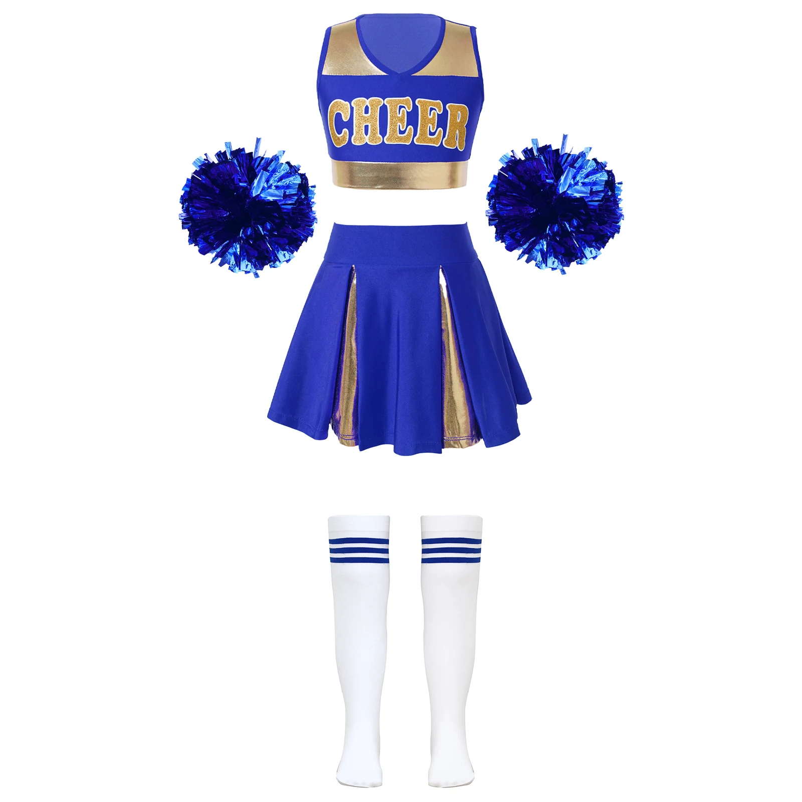 Cheer Leader Cheerleading Costume Sets para Crianças, Uniforme de menina da escola, Vestido com Acessórios, Halloween, Carnaval, Cosplay, Vestir