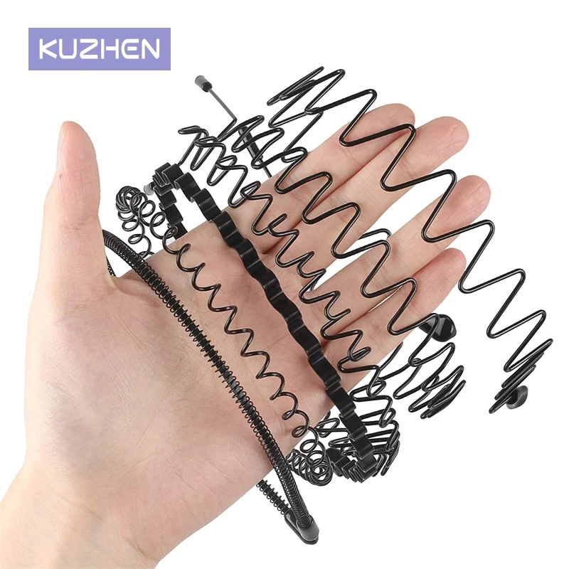 

Unisex Metal Wavy Spring Hair Hoop Lack Non Slip Outdoor Sports Headbands Simple Hairband For Women Men Face Washing Headdress