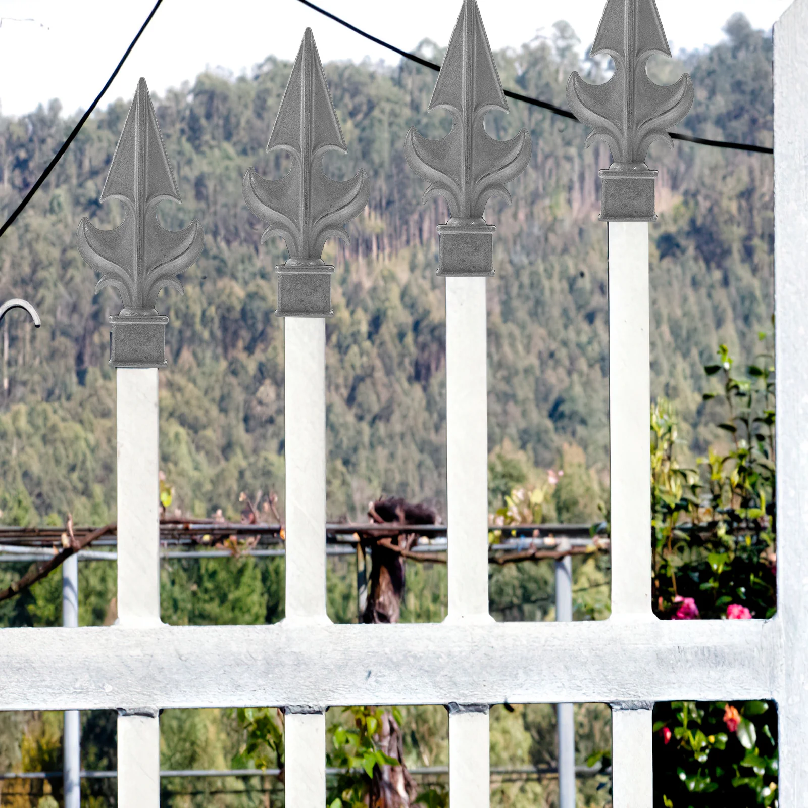 

4pcs Aluminum Fence Finials Outdoor Decorative Post Toppers Replacement For Yard Garden Metal Gate Finial Durable Fence Supply