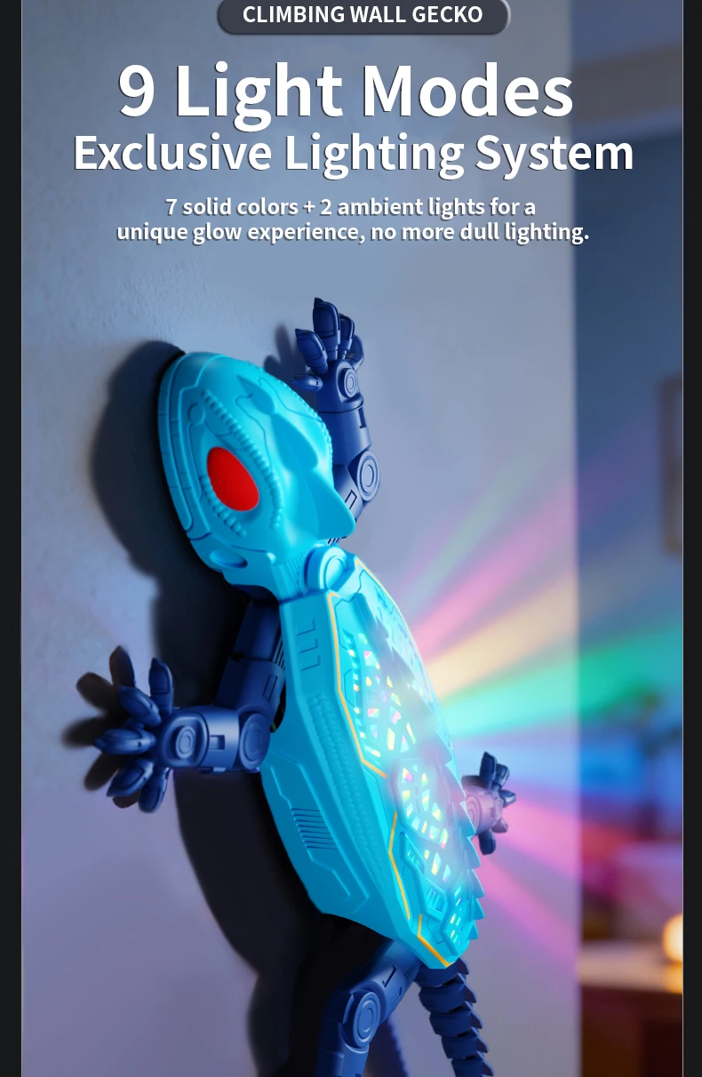 2.4G RC Car Wall Climbing Gecko Electric Simulation Lizard Light Chameleon RC Wall Climbing Car Children Birthday Gift