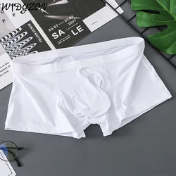 Ice Silk Boxershorts Men Boxers Underwear Man Sexy Solid Underpants Hombre Trunk Shorts Pouch Men's Panties Cuecas Calzoncillos