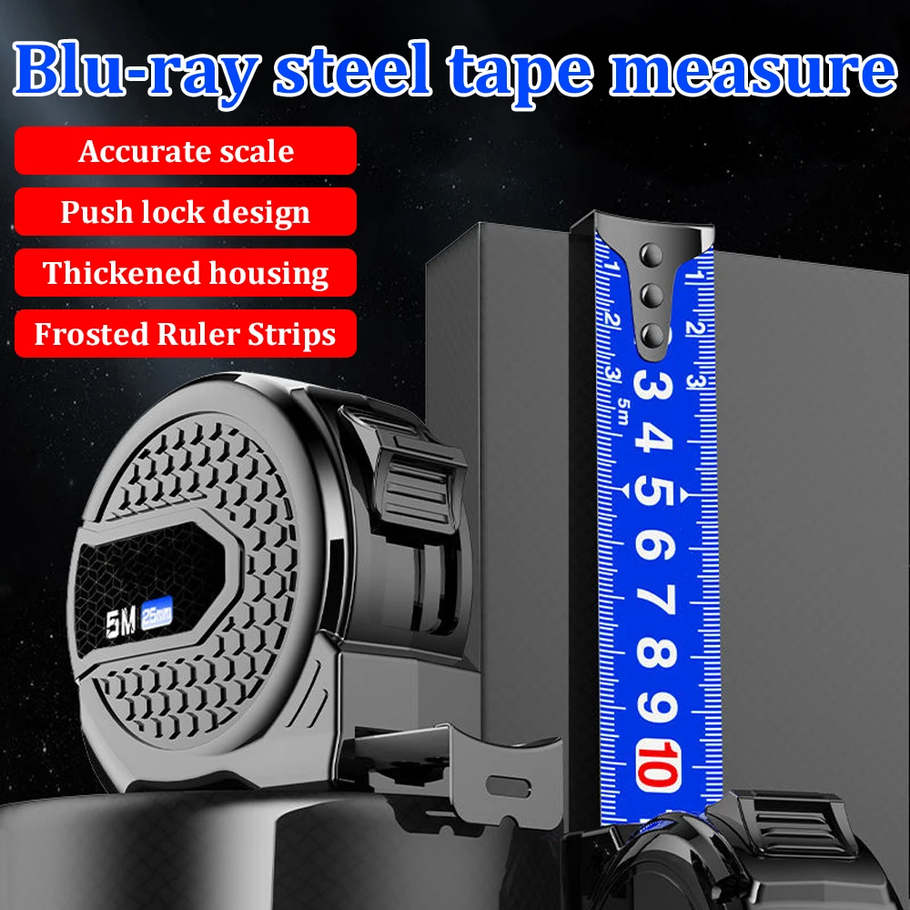 

5/7.5/10M Bright Blue Metric Tape Measure Carbon Steel Retractable Metric Ruler Anti-corrosion Household Measuring Tool