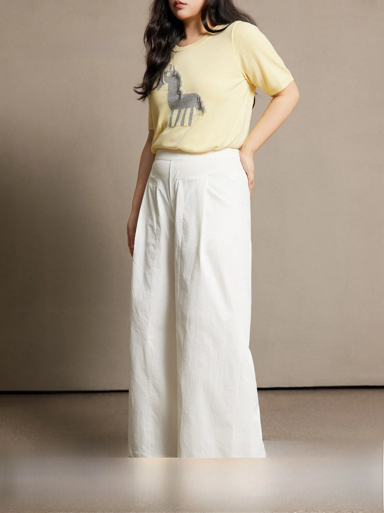 

Plusmall Spring 2026 Casual Loose Straight Leg Pants Versatile Comfortable Walking Pants Classic Sle Slimming Effect