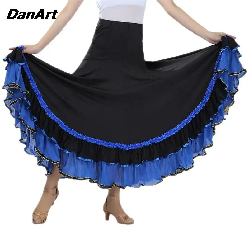 Valsa moderna grande balanço saia longa quadrada, vestido padrão nacional para performance de dança, meia saia