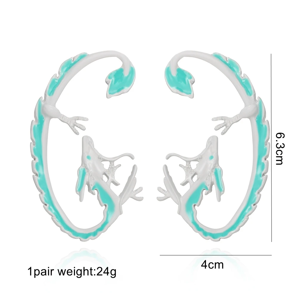 New Hip-hop Punk Enamel Dragon Shaped Ear Cuffs Earrings For Women Party Accessories