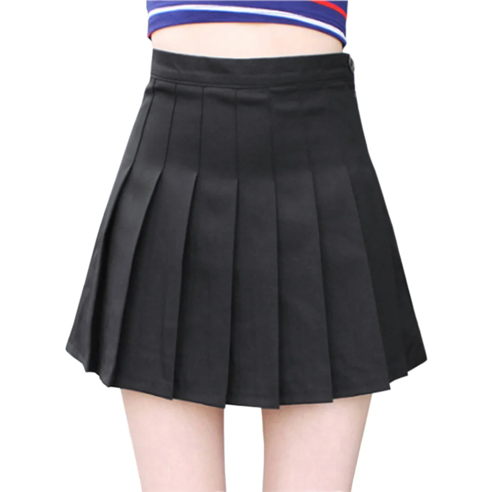 

Pleated Short Skirt High Waist Women's Tennis Skirt Comfortable Travel Friendly Easy Care Fashion Active Wear L Black