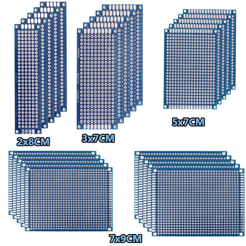 25-PCS Blue Double Sided PCB Board Prototype Kit 4 Sizes Universal Printed Circuit Prototype Board for DIY Soldering Projects