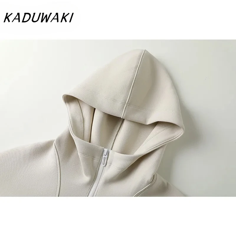 KADUWAKI Fall Casual Turtleneck Long-sleeved Zipper Sweater Loose Threaded Anti-pilling Hooded Sweater Simple Versatile Hoodies