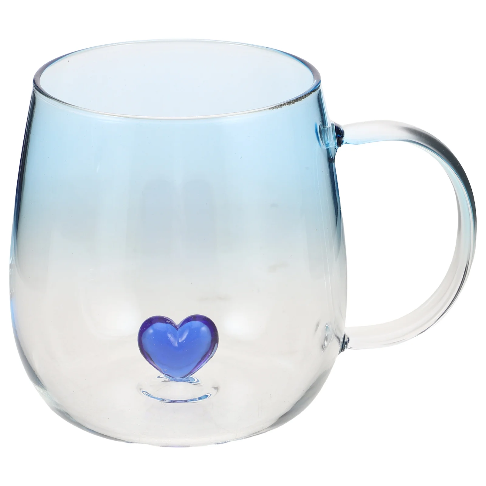 

Romantic Gradient Handle Glass Mug 3D Heart Design Clear Milk Cup Creative Breakfast Companion for Special Occasions