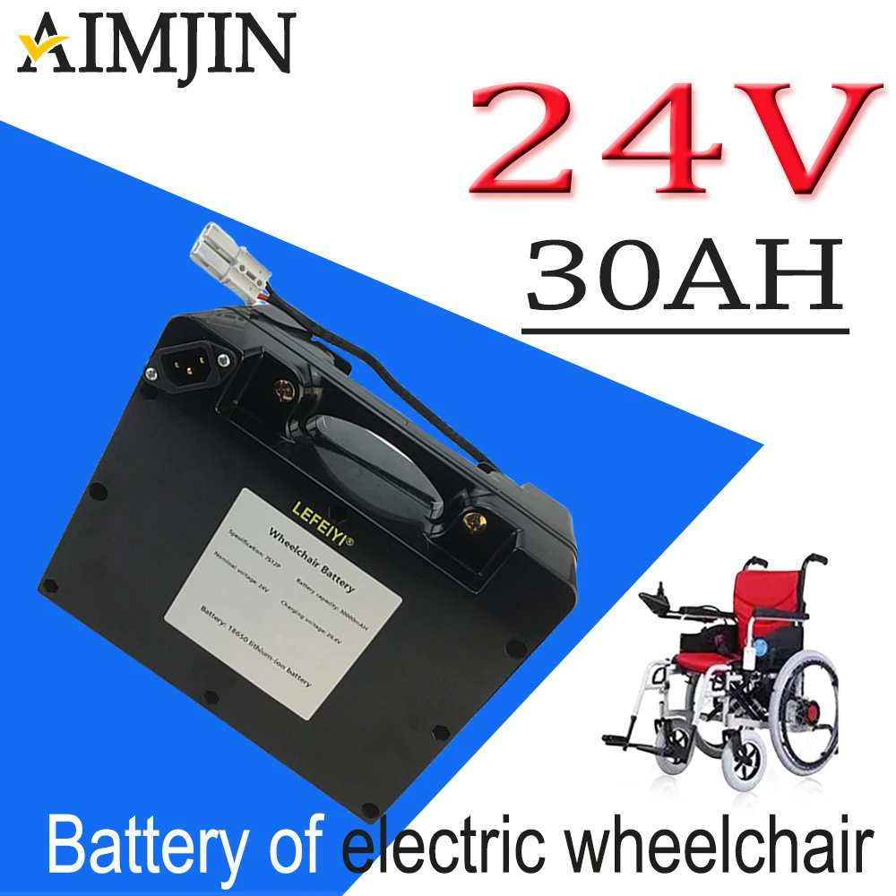 

100% Original 24V 30000mAh Lithium Battery Pack High Power 18650 Battery for Electric Wheelchair + 29.4V 2A Charger