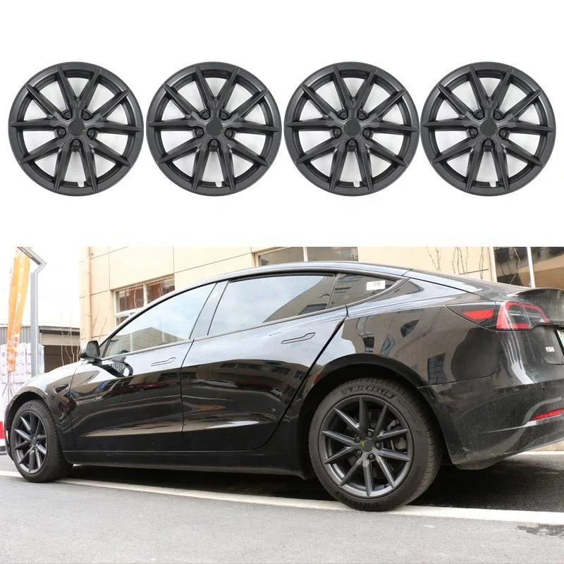 4PCS Wheel Hub Caps For Tesla Model 3 18-Inch Performance Replacement Wheel HubCaps Full Rim Cover for Wheels M3 Car Accessories