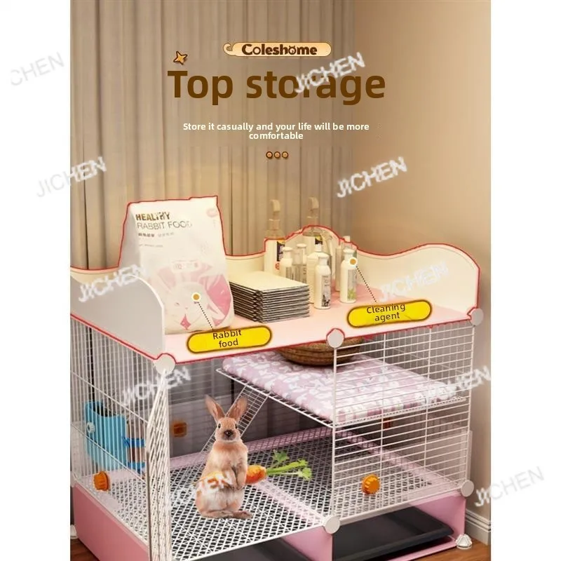 

HZ Encryption Rabbit Cage Indoor Household With Anti-blowout Urine Baffle Guinea Pig Large Villa Large Space Wooden