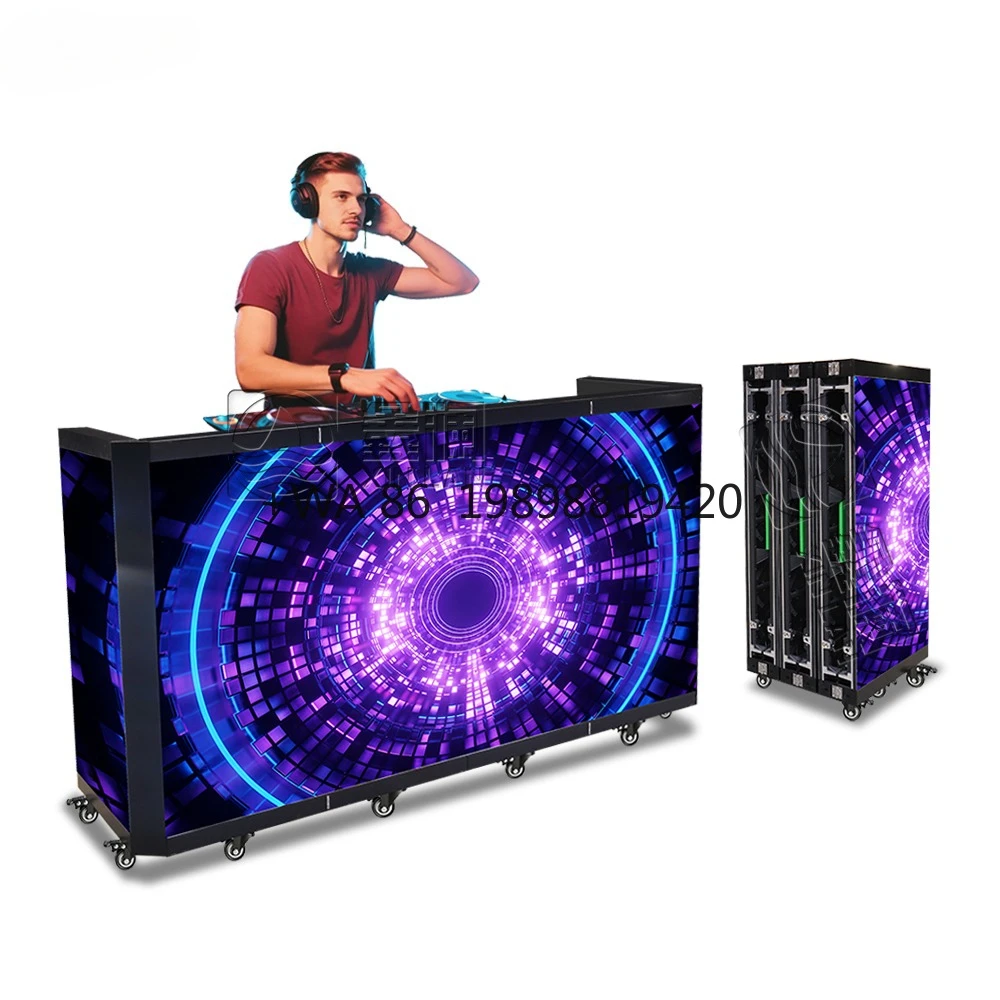 Mobile Curved Six Foldable LED DJ Booth Stand High Brightness Custom Size Portable Video Wall Display
