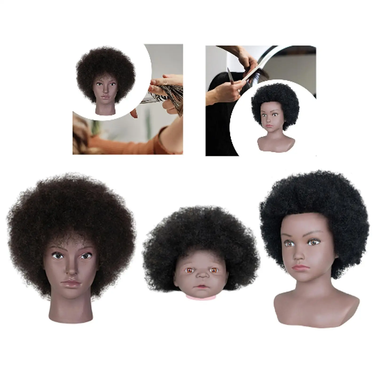 African Mannequin Head Manikin Head Multifunctional with Stand Wigs Head Stand for Hairdresser Display Braiding Styling