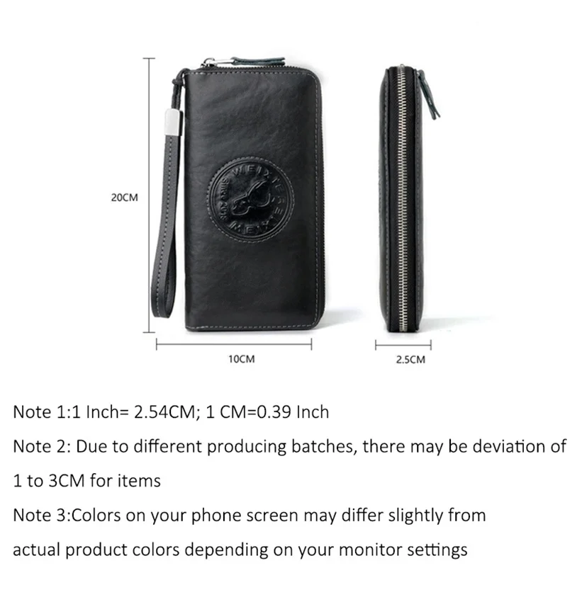 RFID Blocking Men's Wallet Cow Leather Clutch Wallet Multifunction Zipper Long Wallet Business Bag Card Holder Clutch Bag