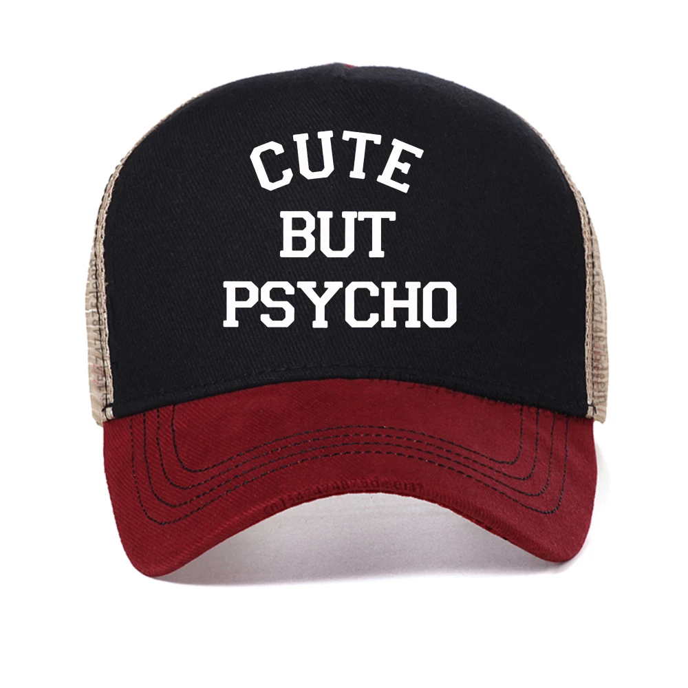 

Cute But Psycho Letter Print Women baseball cap fashionable creative women's mesh Breathable snapback hat adjustable trucker hat