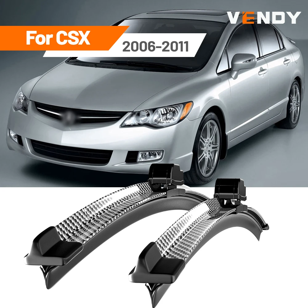 

For Acura CSX 2006-2011 2007 2008 2009 2010 2pcs Front Windshield Wiper Blades Windscreen Wipers Carbon Fibre & Black