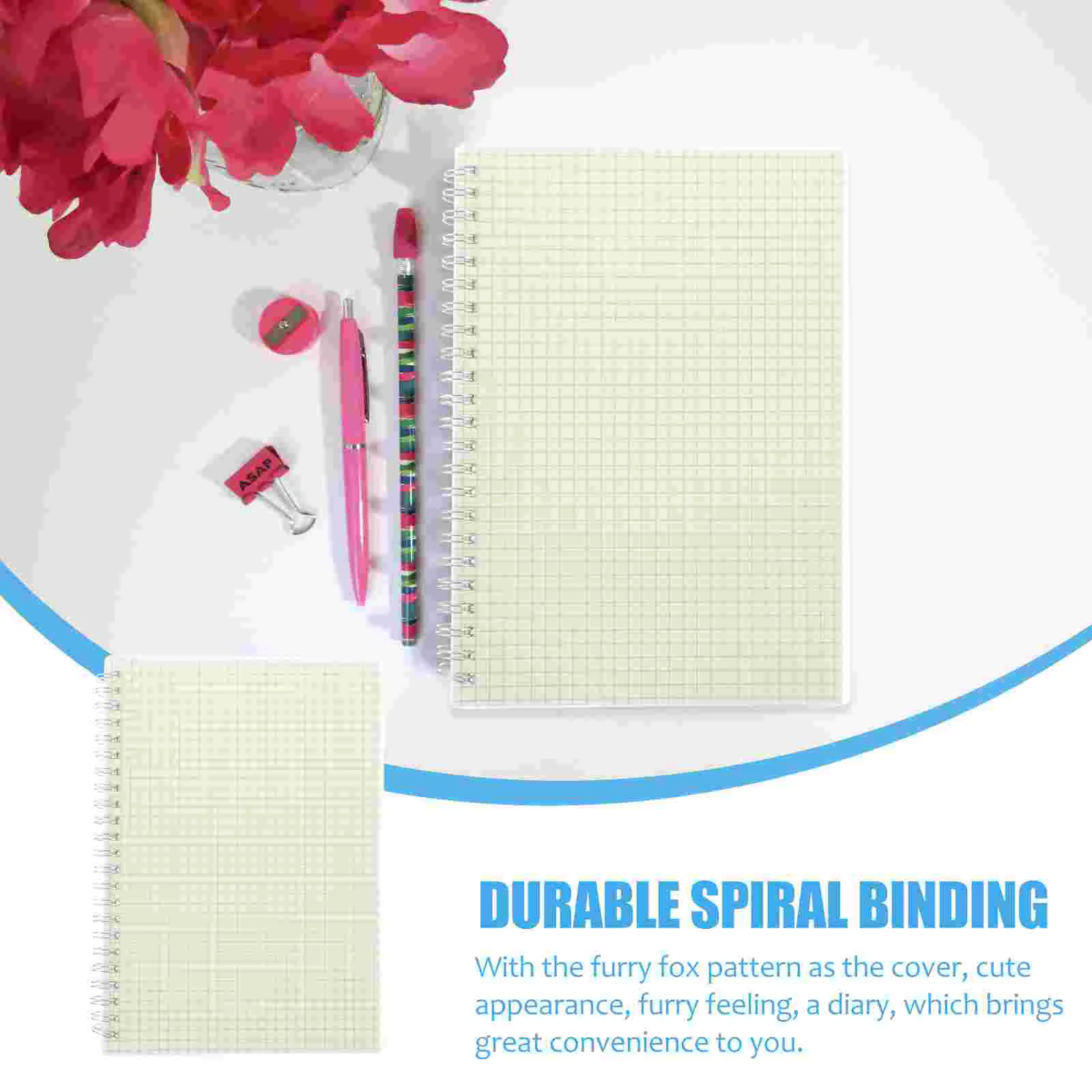 2 Pcs Paper Spiral Notebook The Grid Monthly Planner Decorative Math Notepad Iron Students Supplies Staff