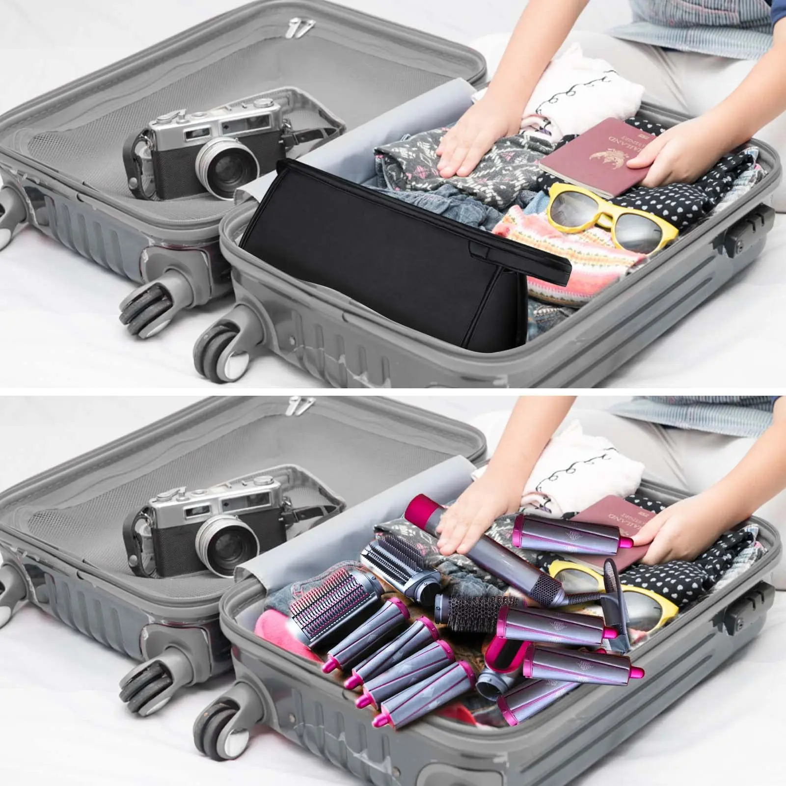Pu Leather Travel Case Compatible with Dyson Airwrap Styler, Portable Waterproof Organizer Bag for Shark FlexStyle Attachments view 4