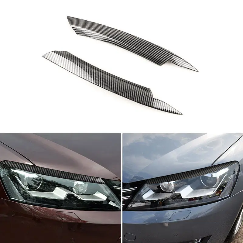 

2pcs Car Headlights Eyebrow Eyelids Cover Trim For VW Passat B7 Magotan 2011 2012 -2015 ABS Carbon Fiber Texture / Glossy Black