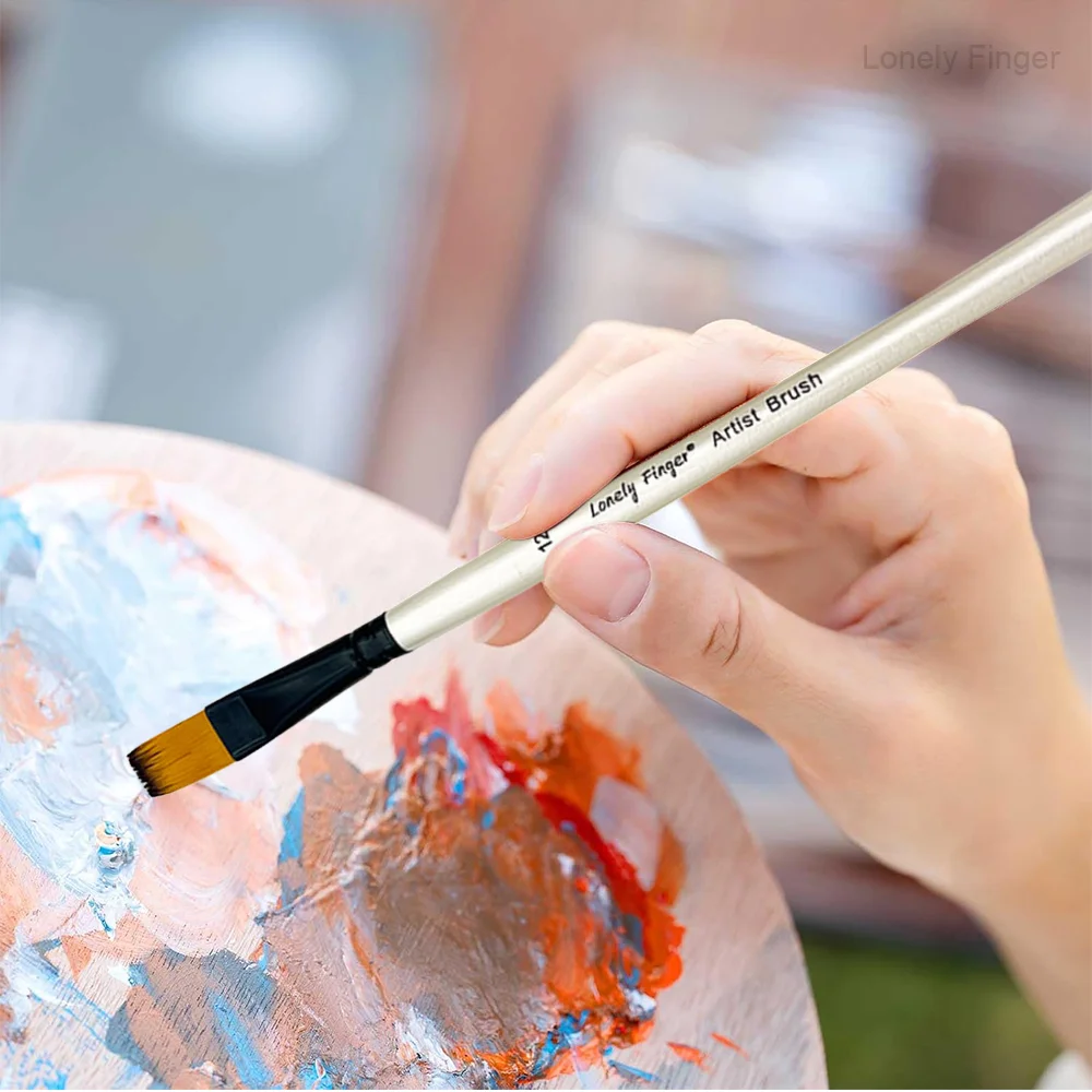12-delige platte kwastenset 12 stuks voor acryl aquarel gouache kunst schilderen en bodycraft schilderen