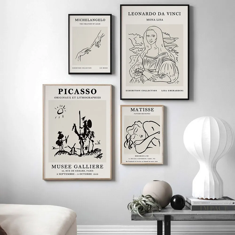 خمر مونا ليزا دون كيشوت طباعة قماش ، بوهو خط الفن ديكور الجدار ، ملصق غرفة المعيشة ، لوحة ديكور المنزل