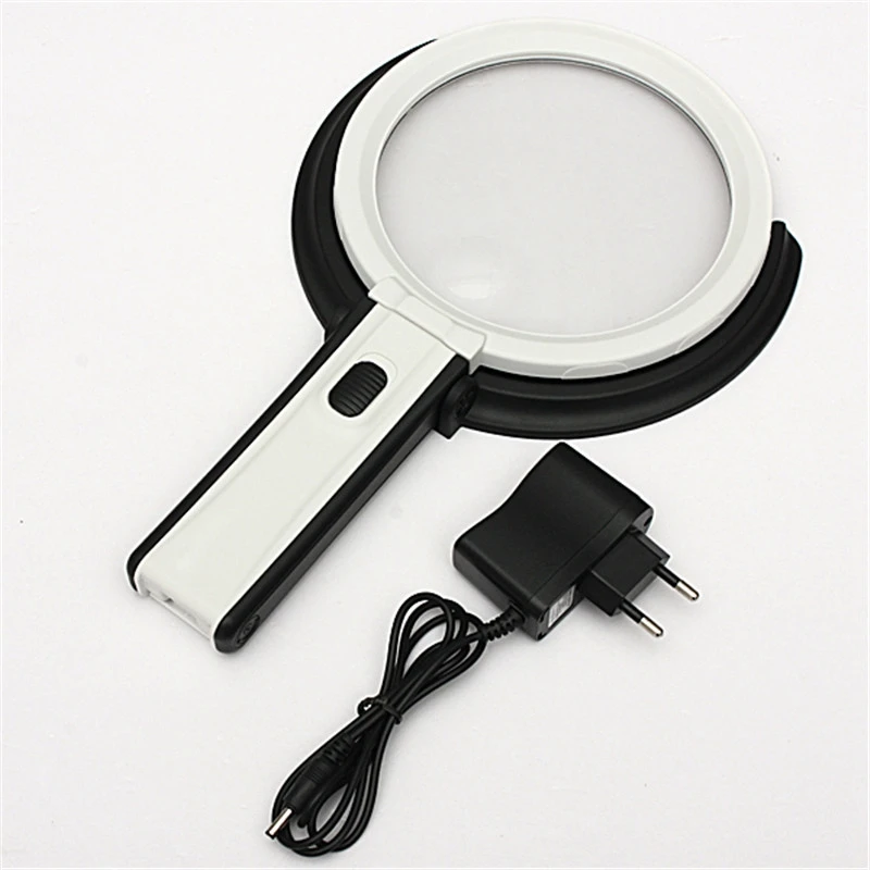 10 LED Lighting Desk Folding Handheld Table Lamp With LED Lighting 2.5X 8X Bench Magnifier Magnifying Glass EU Plug