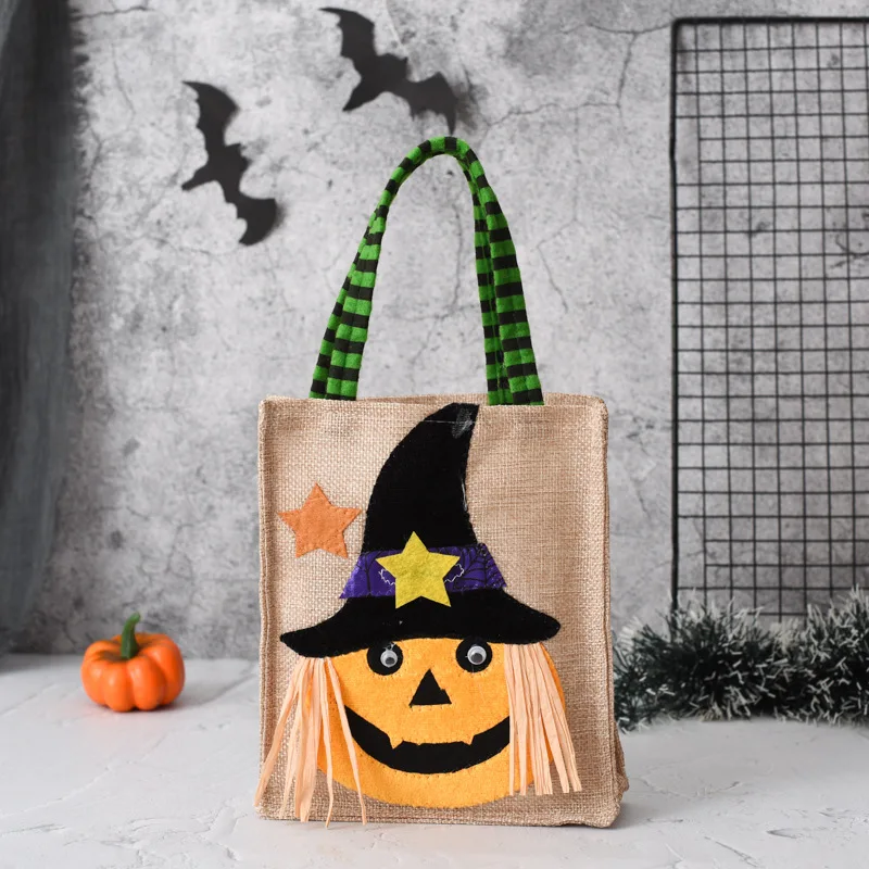 Halloween Gift Non-Woven Tote Sackcloth Bag Children\'s Prank Candy Chocolate Bag Ghost Festival Pumpkin Bag Jewelry And Props