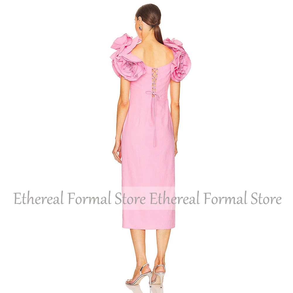 ความงามสีชมพูชุดราตรี Sweetheart สายรัดดอกไม้พรหมชุดสําหรับงานแต่งงานชาความยาวลูกไม้ง่ายชุดพรรคอย่างเป็นทางการ 2025