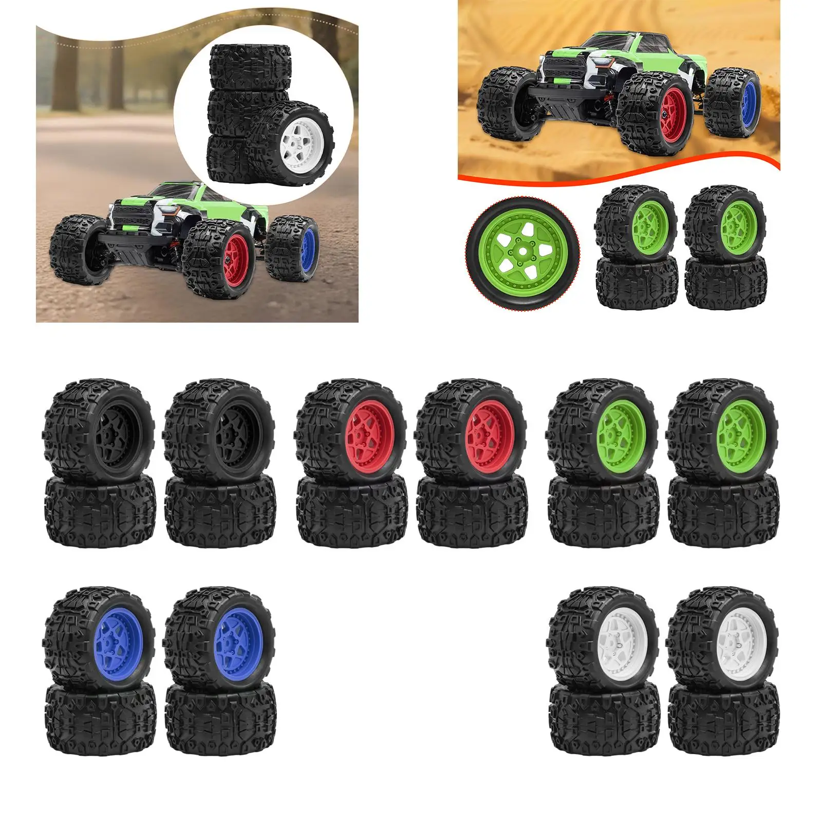 

4 Pieces 1/18 RC Car Tires 2.8inch Diameter for Arrma Typhon Granite