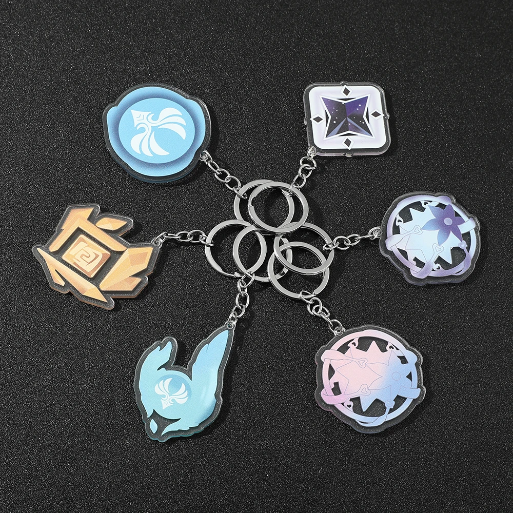 Game Genshin Impact Intertwined fate Acauaint fate Primogem Acrylic Keychains Element Vision Accessories Bag Pendant Key Chain