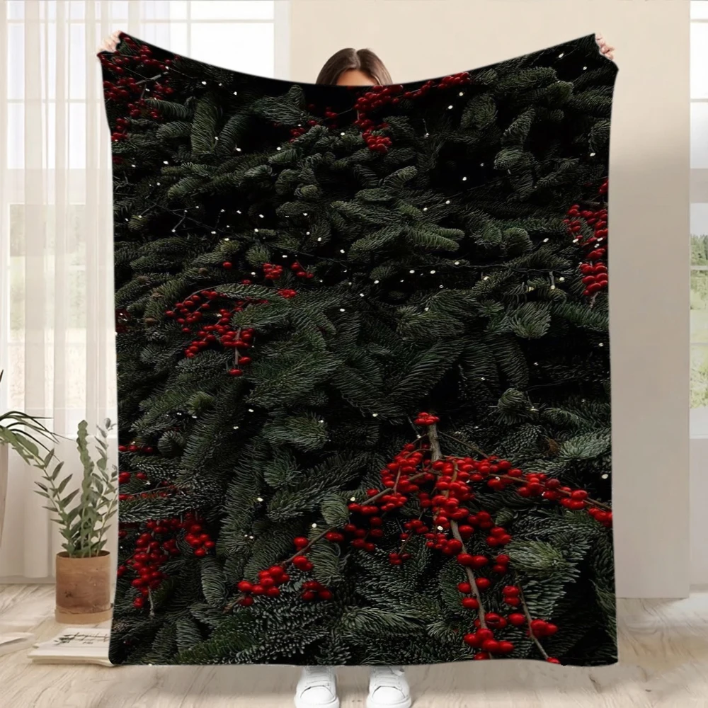 Festive Holiday Collage Motif Cozy Bed Blanket Versatile Decor Gift Idea For Restaurant Gym Dance Studio Room