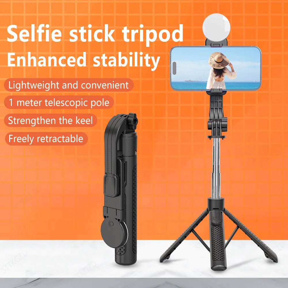 

Portable Selfie Stick With Fill Light Tripod Stand Mini Phone Holder Wireless Bluetooth Remote For Live Broadcast Huawei TikTok