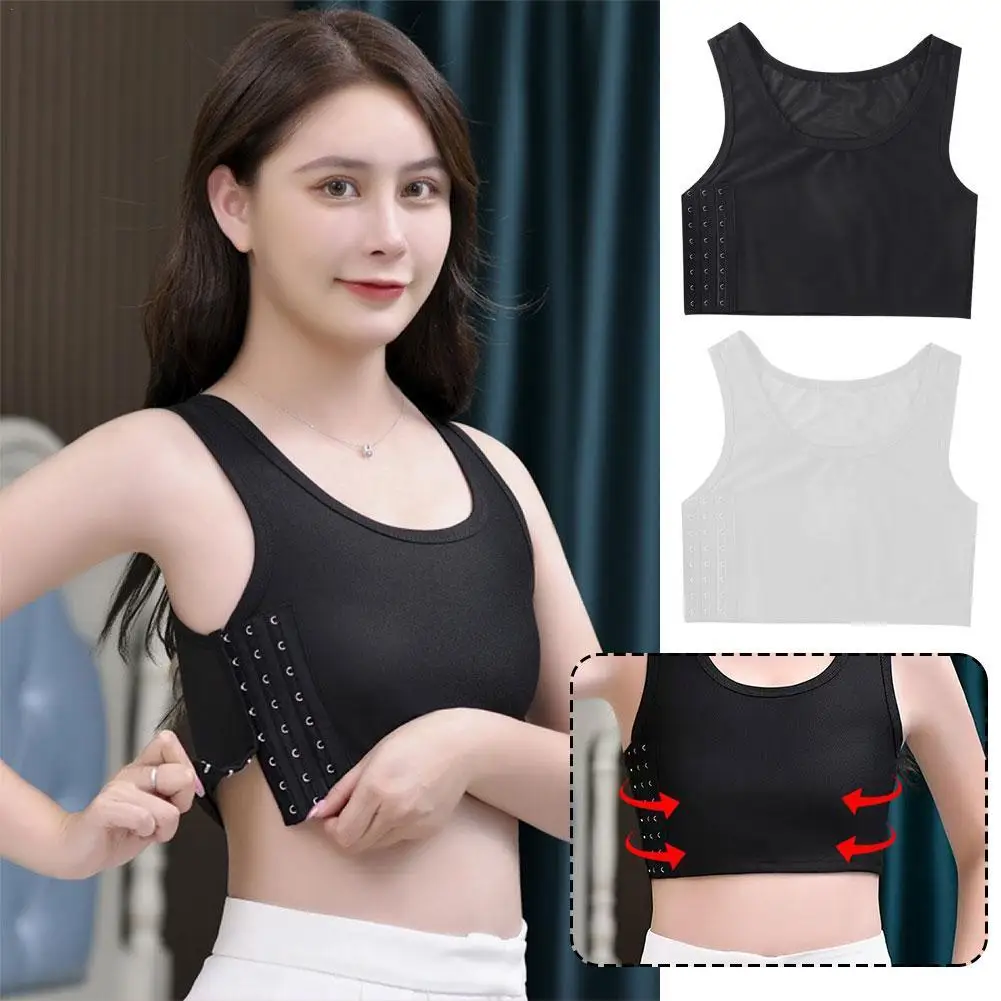 

Women Breathable Chest Breast Binder Side Buckle Short Vest Tops Chest Binder Underwear Tank Tops Wireless Chest Wrap Bandage