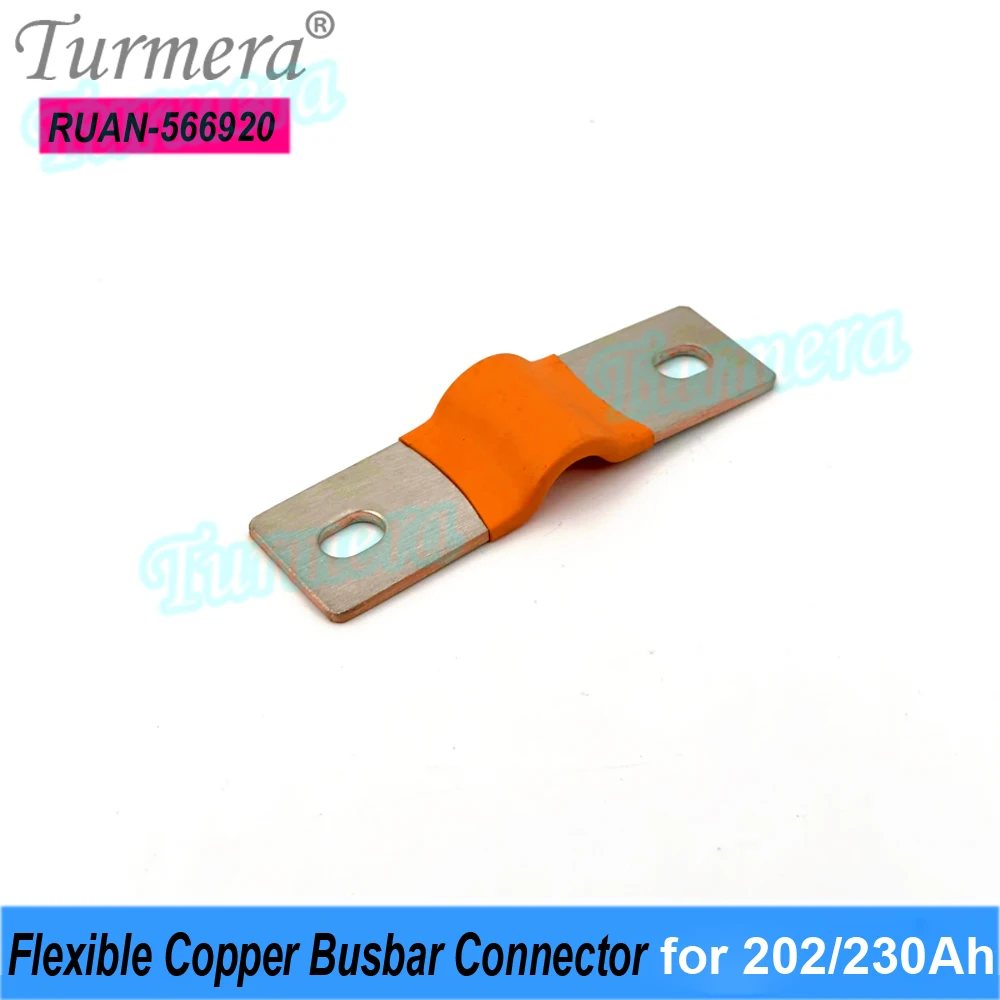 Turmera 20Pieces 400A 12V Lifepo4 Battery Flexible Busbar Pure Copper Connecter Hole to Hole 56mm 2mm for 3.2V 202Ah 230Ah Use