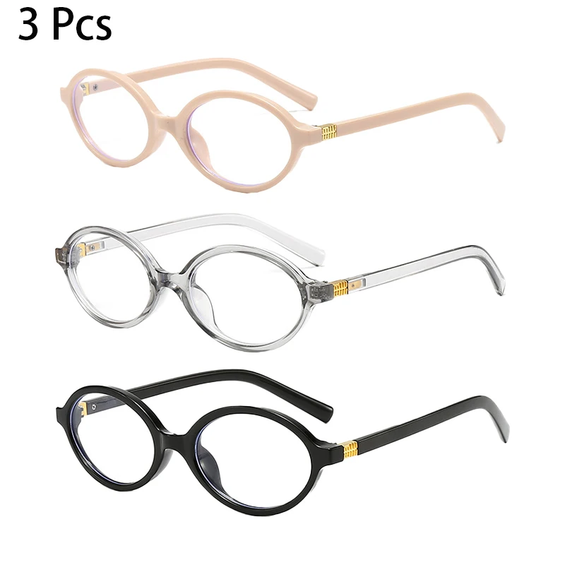 

3 шт. винтажные овальные очки женские модные синие светоблокирующие оптические оправы модный стильный брендовый дизайн корейский стиль очки