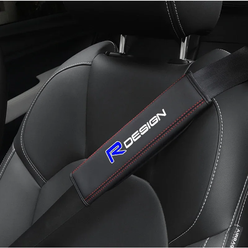 for Volvo R design XC90 S60 CX60 V70 XC70 V60 V90 1pc Cowhide Car Interior Seat Belt Protector Cover For car Auto Accessories